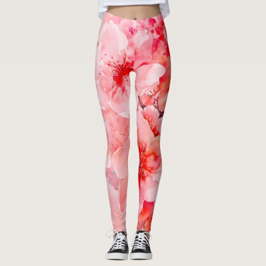 Waterverf Cherry Blossom Bliss Leggings (Voorkant)