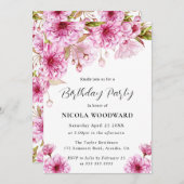 Waterverf Cherry Blossom Branch Verjaardagsfeest Kaart (Voorkant / Achterkant)