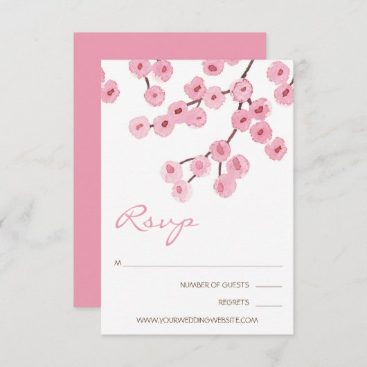Waterverf Cherry Blossom Branches RSVP Kaartje (Voorkant / Achterkant)