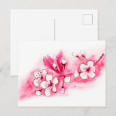 Waterverf Cherry Blossom Briefkaart (Voorkant / Achterkant)