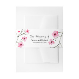 Waterverf, Cherry Blossom Bruiloft Uitnodigingen Wikkel
