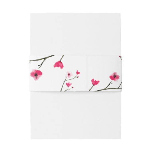 Waterverf, Cherry Blossom Bruiloft Uitnodigingen Wikkel (Achterkant Voorbeeld)