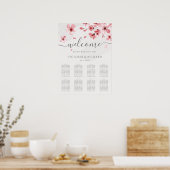 Waterverf Cherry Blossom Bruiloft Zitkaarten Poster (Keuken)