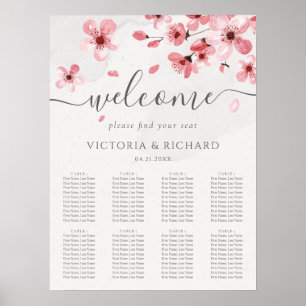 Waterverf Cherry Blossom Bruiloft Zitkaarten Poster