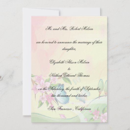 Waterverf Cherry Blossom Butterflies Kaart (Achterkant)