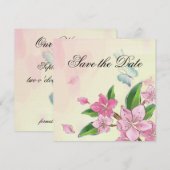 Waterverf Cherry Blossom Butterflies Save The Date (Voorkant / Achterkant)