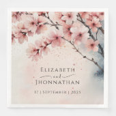 Waterverf Cherry Blossom Chic Wedding Jubileum Servet (Voorkant)