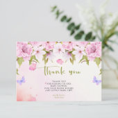 Waterverf Cherry Blossom Dank u Baby shower Bedankkaart (Staand voorkant)