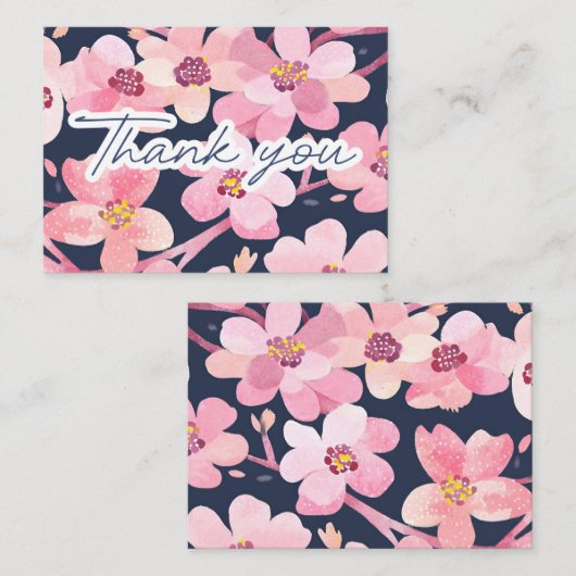 Waterverf Cherry Blossom Dankbaarheid Notitiekaartje (Voorkant / Achterkant)
