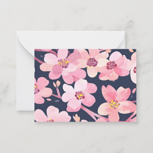 Waterverf Cherry Blossom Dankbaarheid Notitiekaartje (Achterkant)