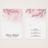 Waterverf Cherry Blossom Earring Ketting Display Visitekaartje (Voorkant /achterkant)