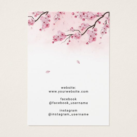 Waterverf Cherry Blossom Earring Ketting Display Visitekaartje (Achterkant)