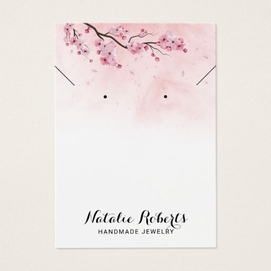 Waterverf Cherry Blossom Earring Ketting Display Visitekaartje (Voorkant)