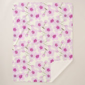 Waterverf Cherry Blossom en Cream Sherpa Deken (Voorkant)