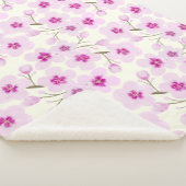 Waterverf Cherry Blossom en Cream Sherpa Deken (3/4)