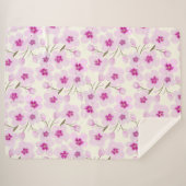 Waterverf Cherry Blossom en Cream Sherpa Deken (Voorkant (horizontaal))