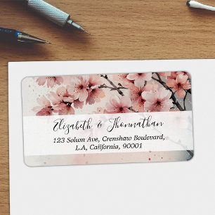 Waterverf Cherry Blossom Floral Girly Script Naam Etiket