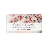 Waterverf Cherry Blossom Floral Girly Script Naam Etiket (Voorkant)