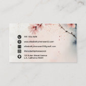Waterverf Cherry Blossom Floral Girly Script Naam Visitekaartje (Achterkant)