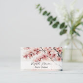 Waterverf Cherry Blossom Floral Girly Script Naam Visitekaartje (Staand voorkant)