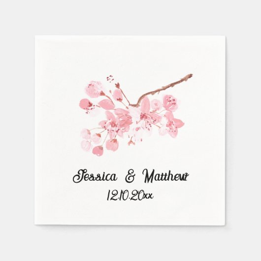 Waterverf cherry blossom floral natuur Weddings Servet (Voorkant)
