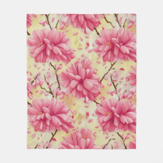 "Waterverf Cherry Blossom Floral Pattern"Beschrijf Fleece Deken (Voorkant)