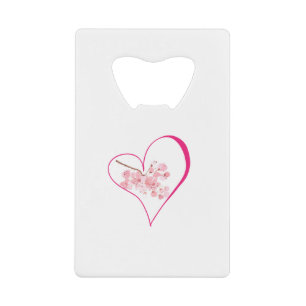 Waterverf Cherry Blossom Floral Pink Heart Love Creditkaart Flessenopener