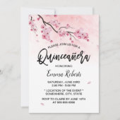 Waterverf Cherry Blossom Floral Quinceanera 15 Kaart (Voorkant)