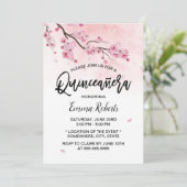 Waterverf Cherry Blossom Floral Quinceanera 15 Kaart (Staand voorkant)