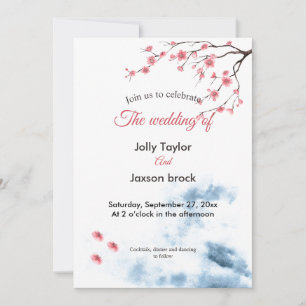Waterverf Cherry Blossom Floral Wedding Kaart