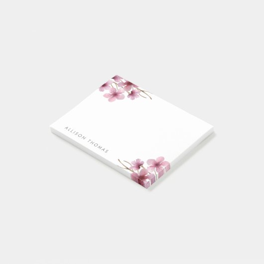Waterverf Cherry Blossom - Gepersonaliseerd Post-it® Notes (Schuin)