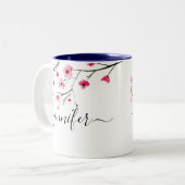 Waterverf Cherry Blossom handlettering Tweekleurige Koffiemok (Voorkant links)