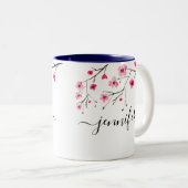 Waterverf Cherry Blossom handlettering Tweekleurige Koffiemok (Voorkant rechts)