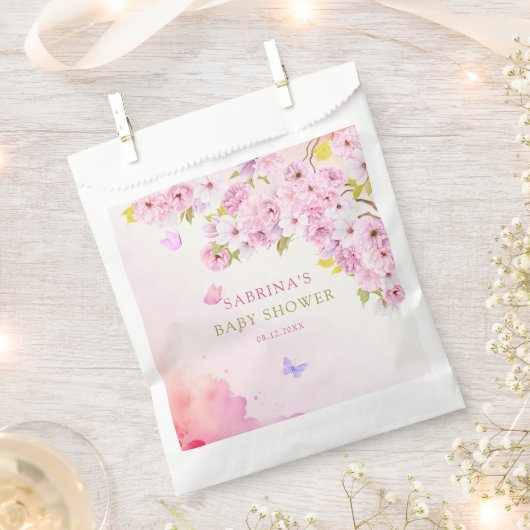 Waterverf Cherry Blossom Het is een meisje Baby sh Bedankzakje (Geknipt)