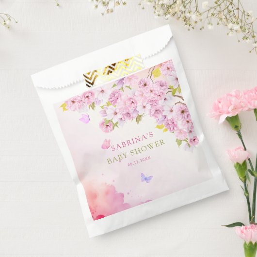 Waterverf Cherry Blossom Het is een meisje Baby sh Bedankzakje (Gezegeld)