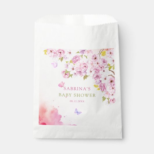 Waterverf Cherry Blossom Het is een meisje Baby sh Bedankzakje (Voorkant)
