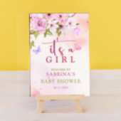 Waterverf Cherry Blossom Het is een meisje welkom  Poster