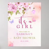 Waterverf Cherry Blossom Het is een meisje welkom  Poster (Voorkant)