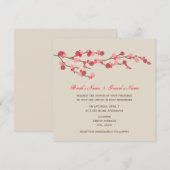 Waterverf Cherry Blossom Huwelijksuitnodiging Kaart (Voorkant / Achterkant)