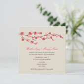 Waterverf Cherry Blossom Huwelijksuitnodiging Kaart (Staand voorkant)