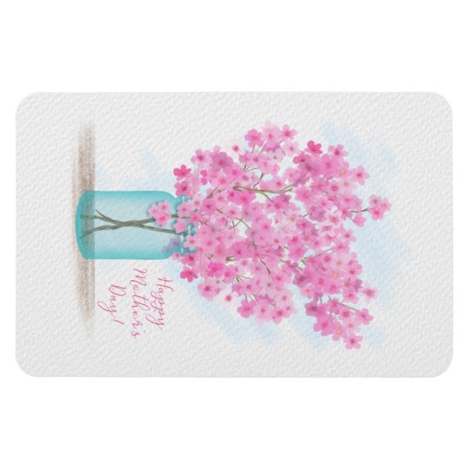 Waterverf Cherry Blossom in Moederdag Jar Magneet (Horizontaal)