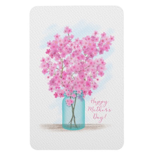 Waterverf Cherry Blossom in Moederdag Jar Magneet (Verticaal)