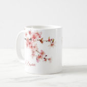 Waterverf Cherry Blossom Jouw naam Monogram Mok (Voorkant links)