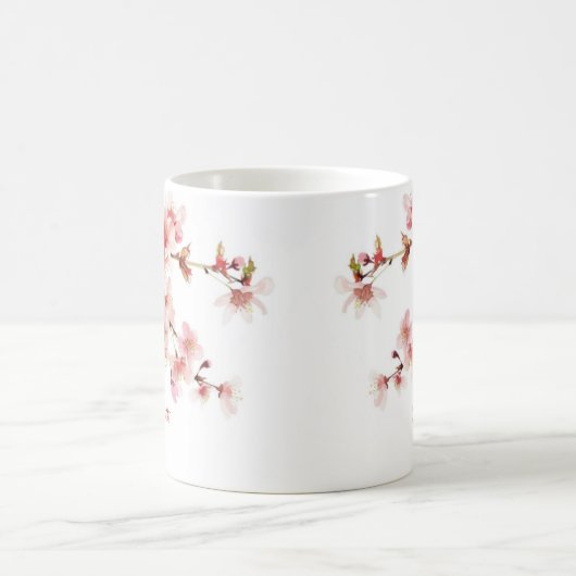 Waterverf Cherry Blossom Jouw naam Monogram Mok (Center)