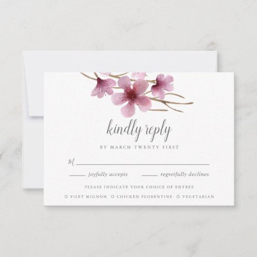 Waterverf Cherry Blossom Meal Choice RSVP (Voorkant)