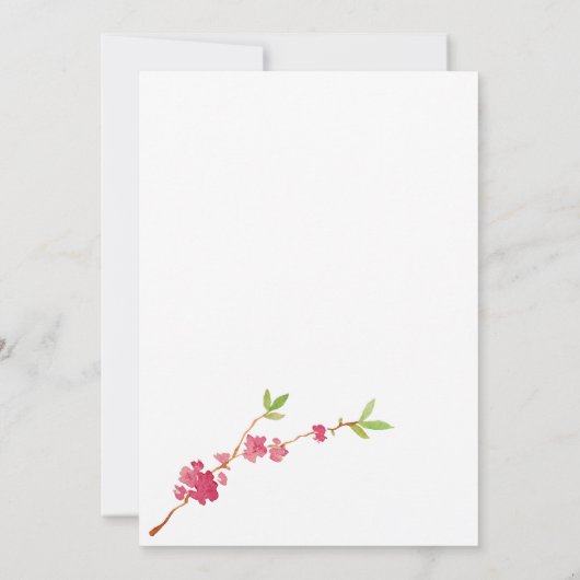 Waterverf Cherry Blossom met BlueBirds Kaart (Achterkant)