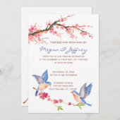 Waterverf Cherry Blossom met BlueBirds Kaart (Voorkant / Achterkant)