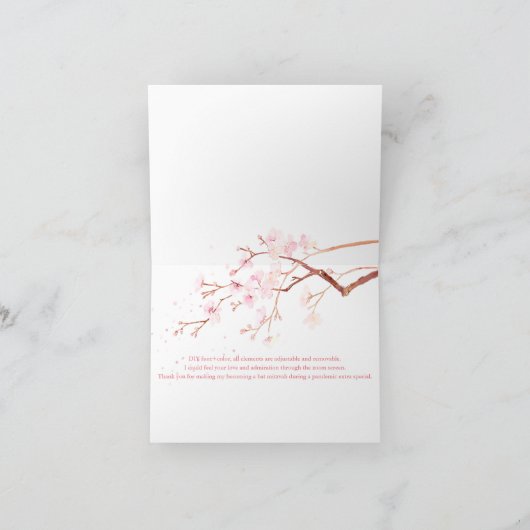 Waterverf Cherry Blossom Mitzvah ✡ Dank u Bedankkaart (Binnen)