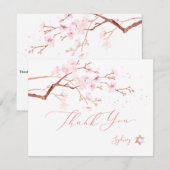 Waterverf Cherry Blossom Mitzvah ✡ Dank u Bedankkaart (Voorkant / Achterkant)