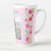 Waterverf Cherry Blossom MOM Foto PERSONALISEREN Latte Mok (Rechts)